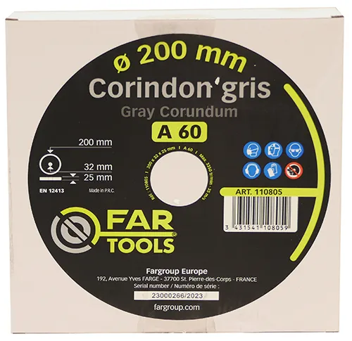 Meule A60 ø200x25x32 mm Corindon gris