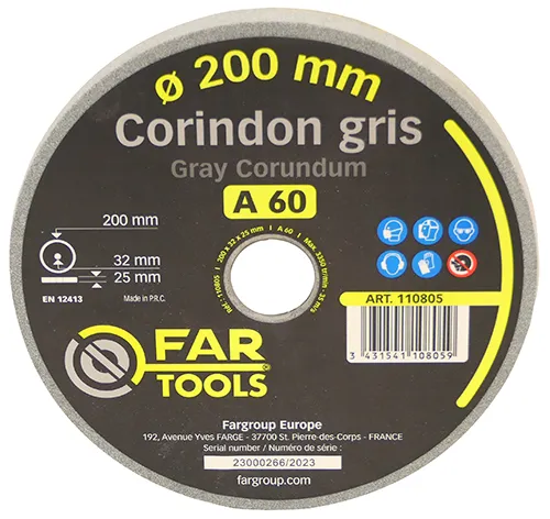 Meule A60 ø200x25x32 mm Corindon gris