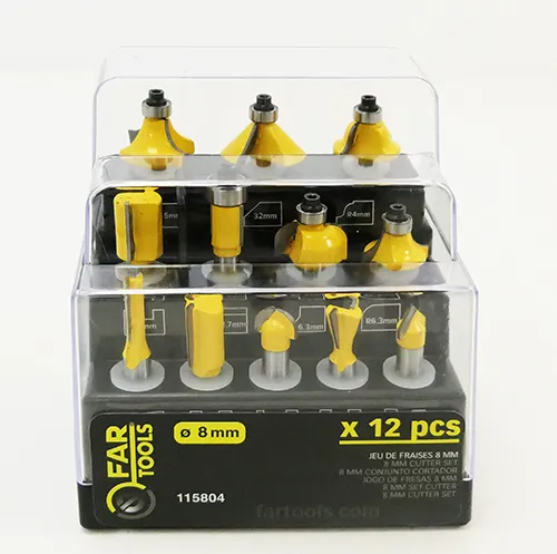 Jeu de 12 fraises bois ø 8 mm