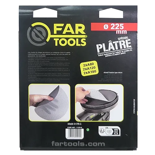 6 Disques maille ø225 mm 2xA80,2xA120,2xA180