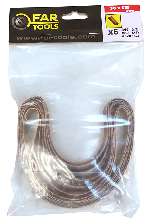 Lot de 6 bandes abrasives 533x30 mm A40/80/120